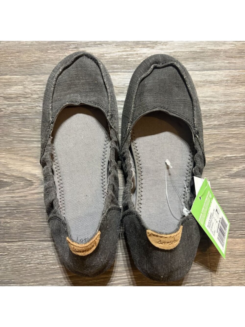 Sanuk Elle V Eight Shoes Flats Size 7 38 Slip On Charcoal Gray Vegan Yoga NEW - Picture 7 of 10